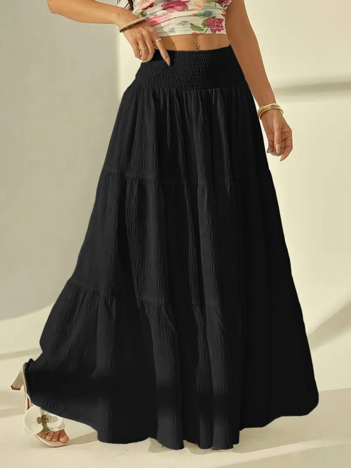 Black High Waist Tiered Skirt