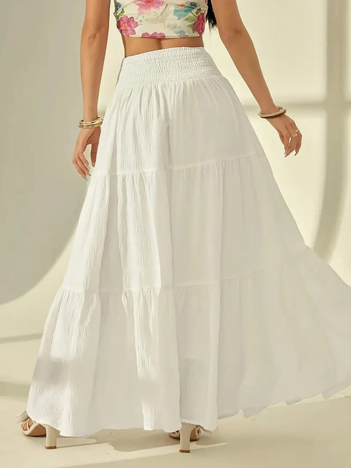 White High Waist Tiered Skirt