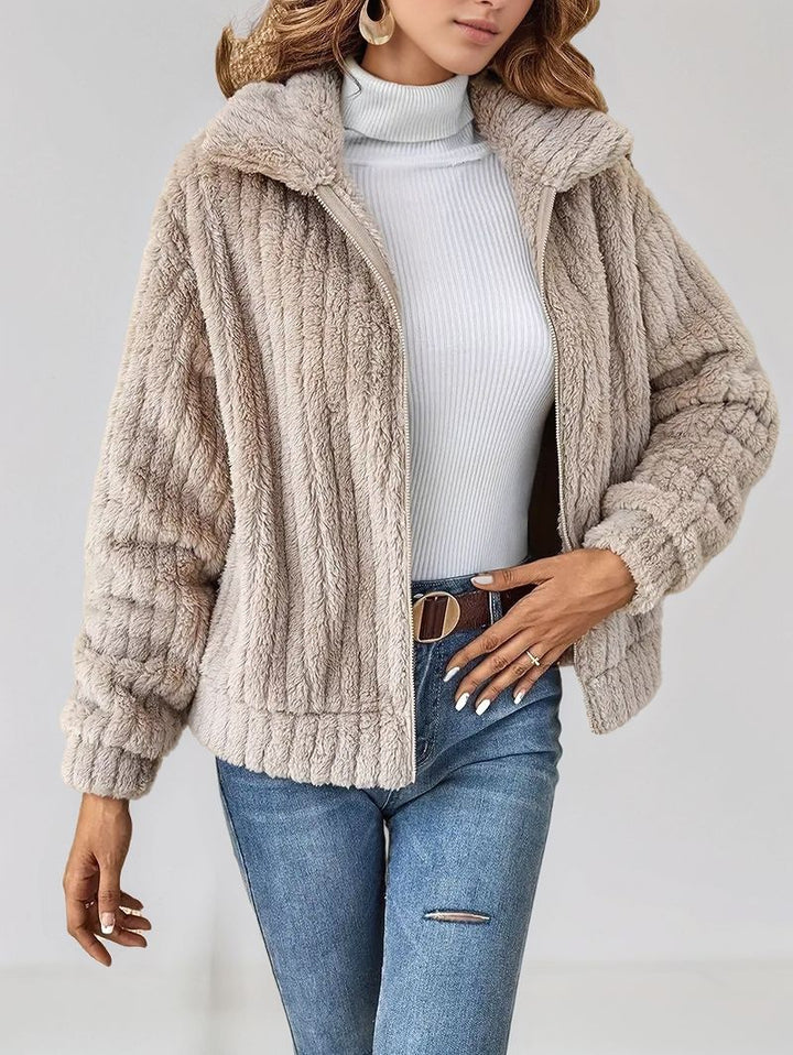 Nude Full Sleeve Textured Collared Jackets