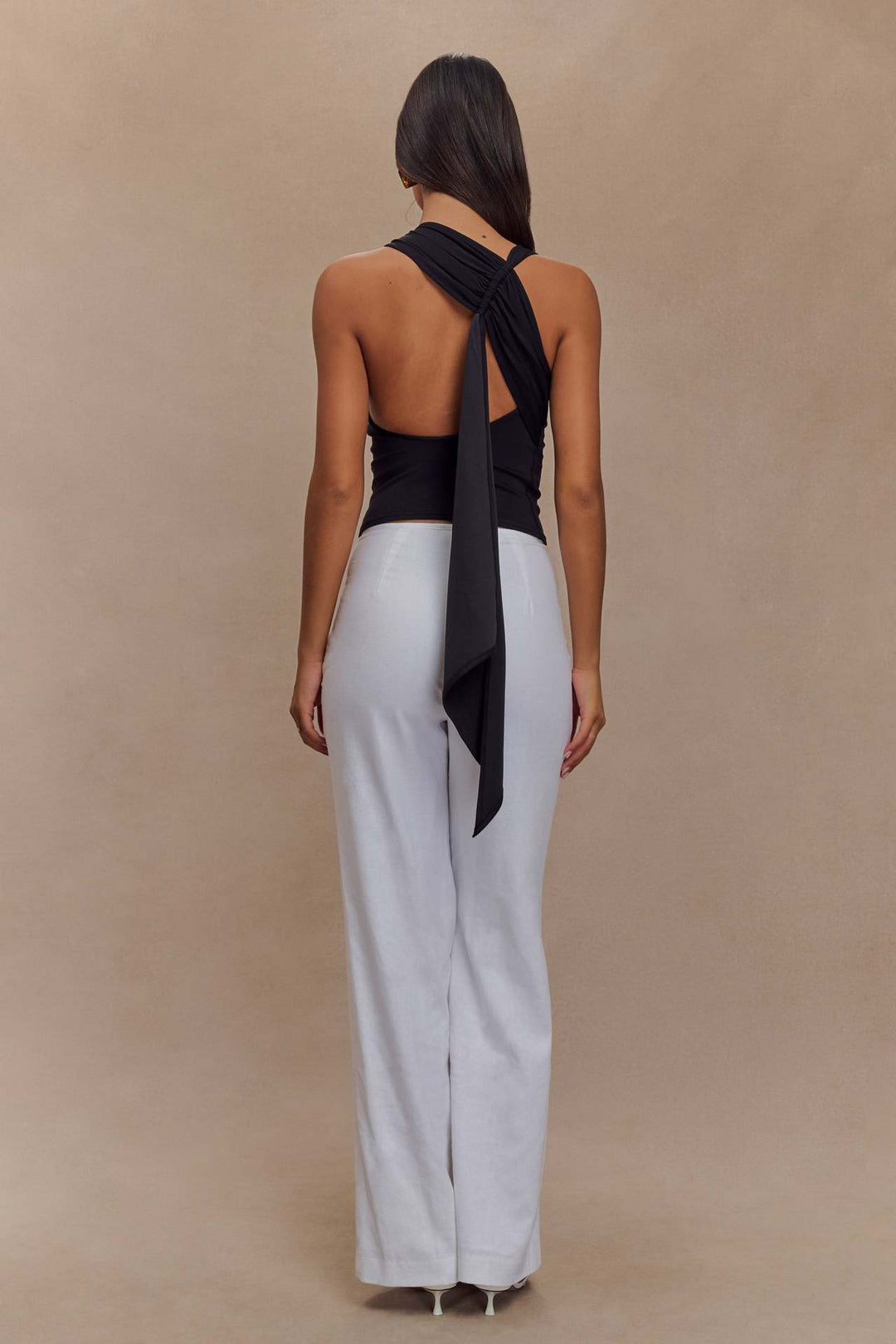Black Sleeveless Back Panel Detail Top