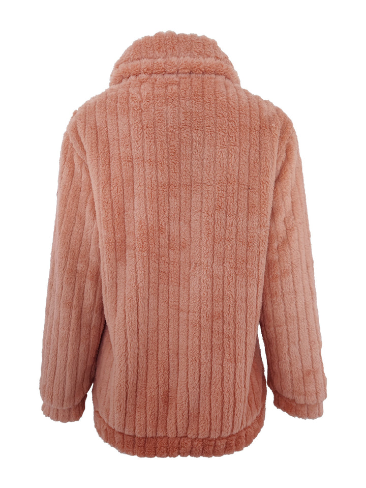 Pink Full Sleeve Textured Collared Jackets