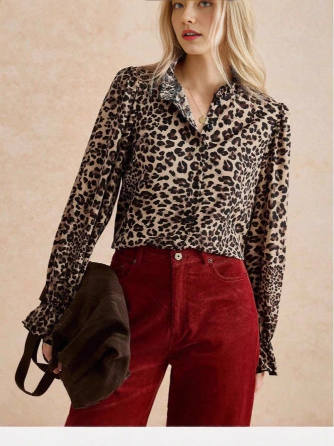 Multi Animal Printed Shirt With Cuffed Flutter Sleeves