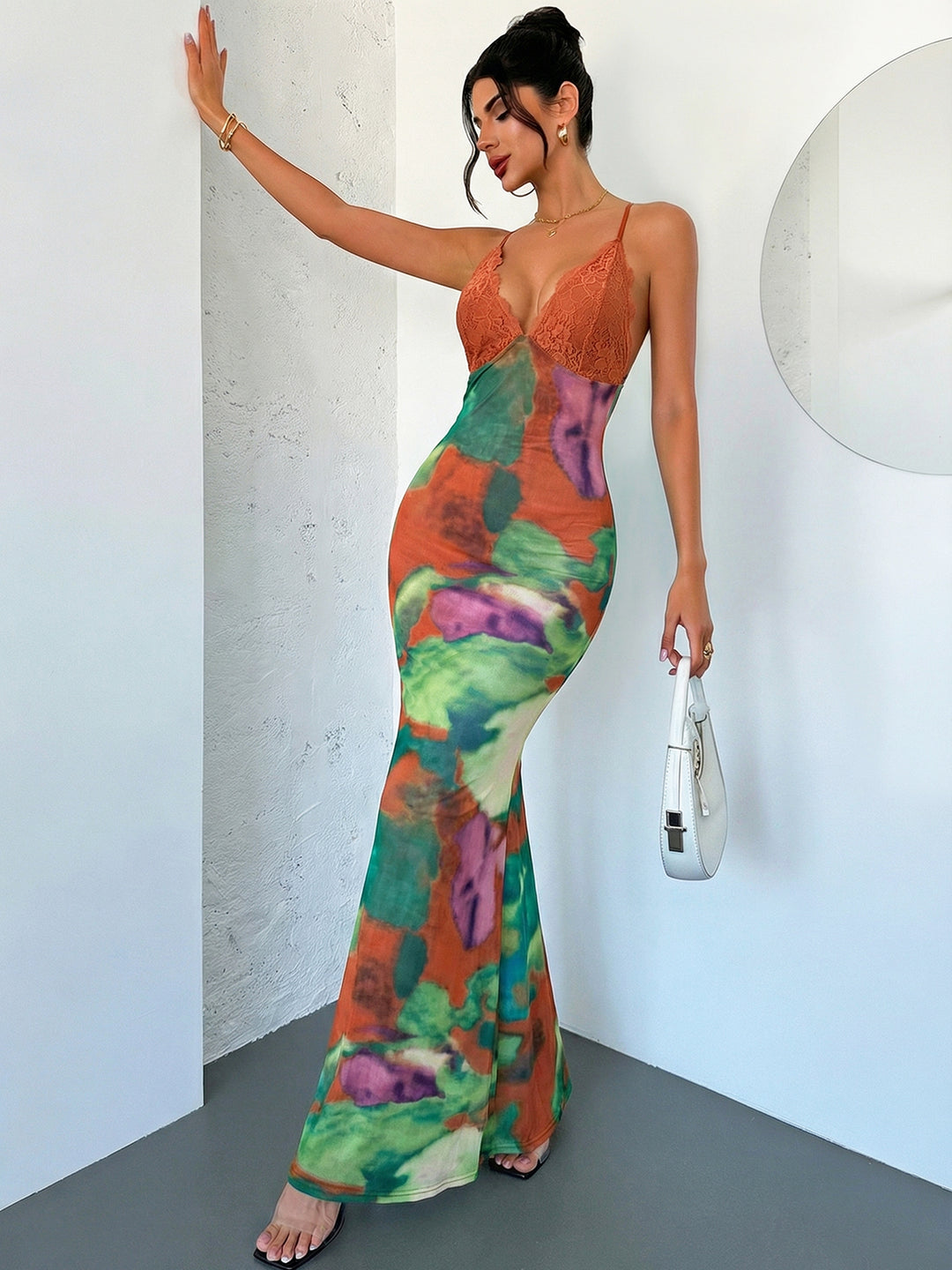 Multi Halter Neck Printed Dress