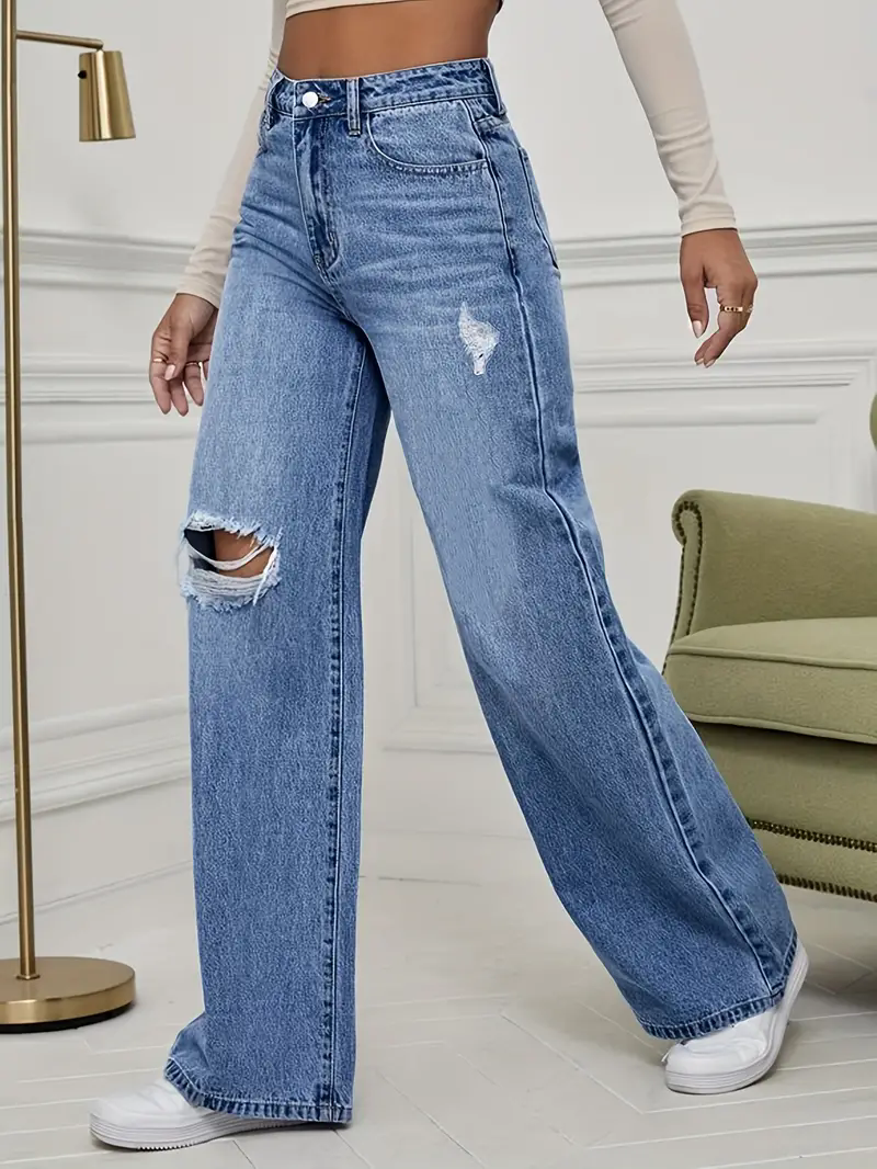 Light Blue High Waist Wide Leg Jeans