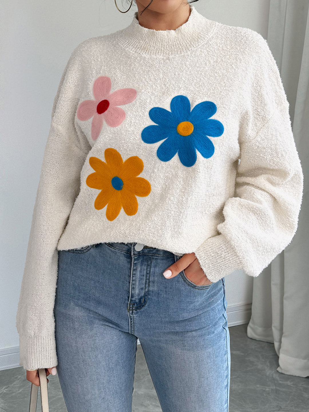 White Full Sleeves Printed Sweatshirt