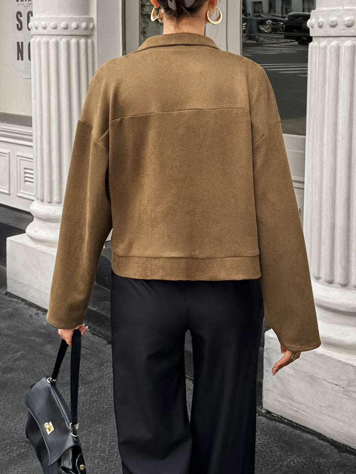 Brown Full Sleeve Front Zip Jacket