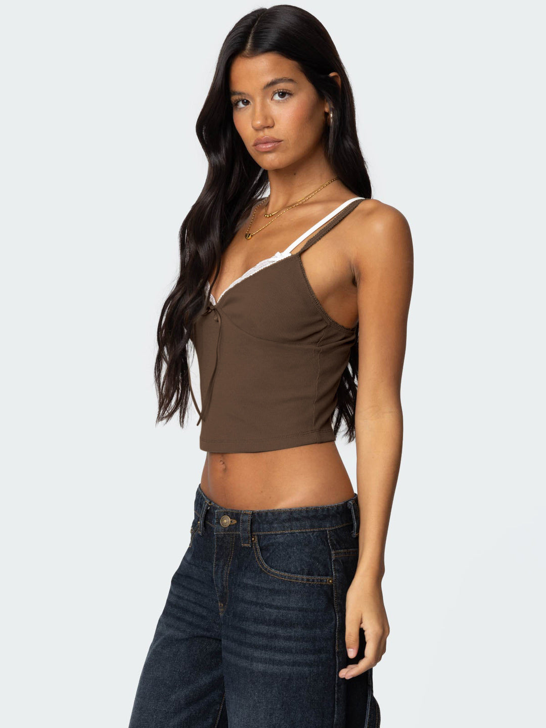 Brown Double Layered Fitted Tank