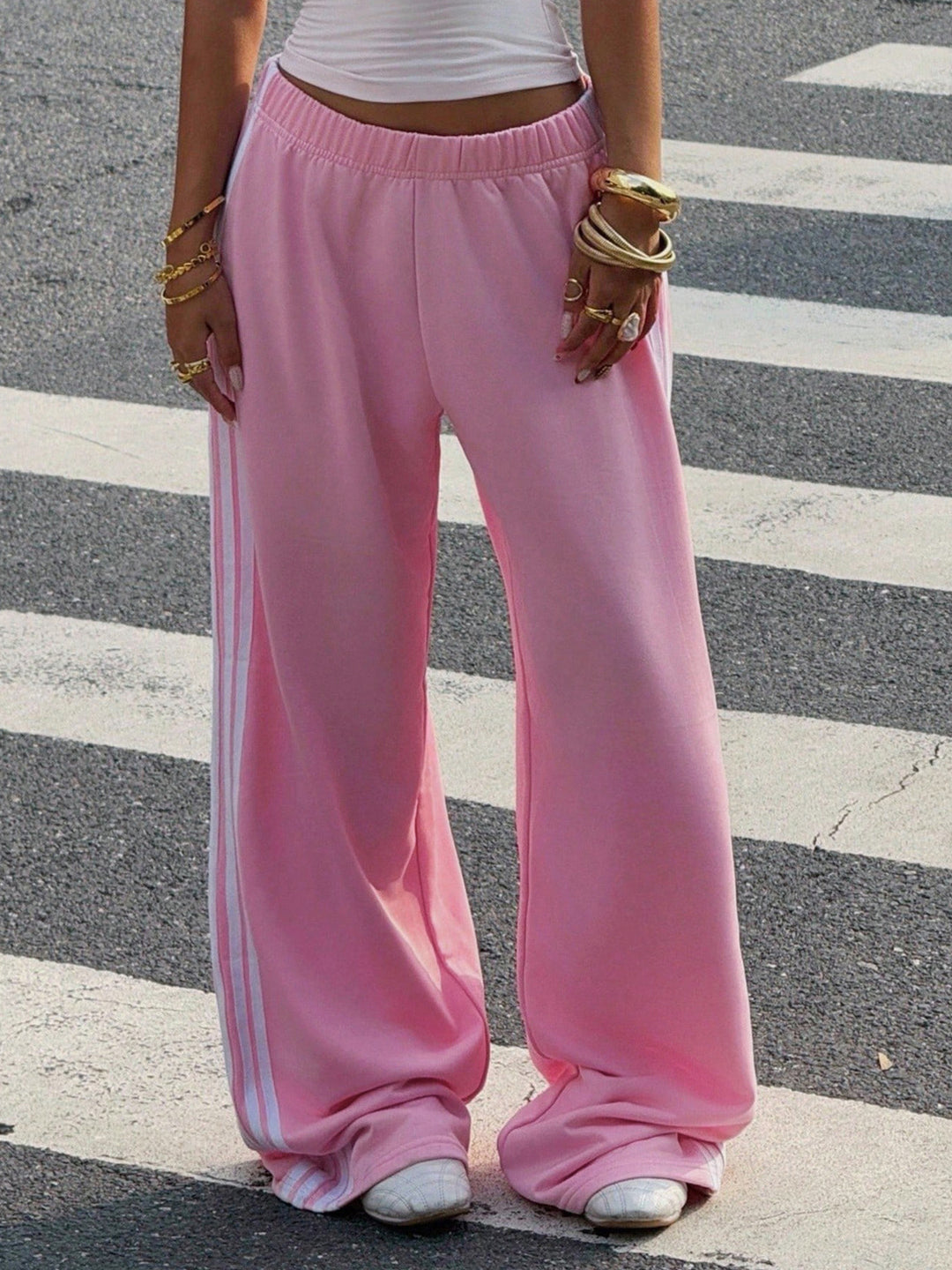 Pink Side Tape Wide Leg Pant