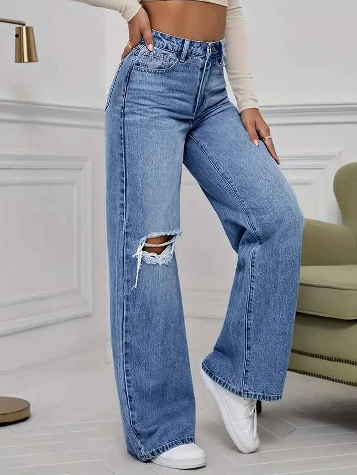 Light Blue High Waist Wide Leg Jeans