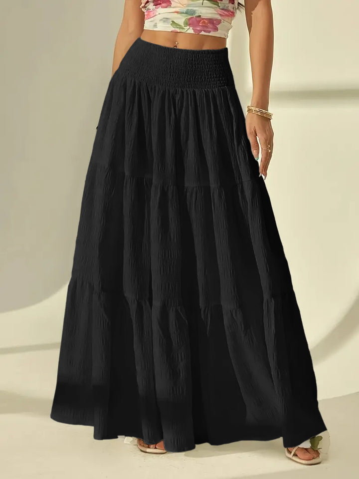 Black High Waist Tiered Skirt