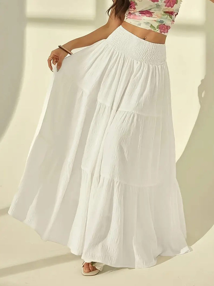 White High Waist Tiered Skirt