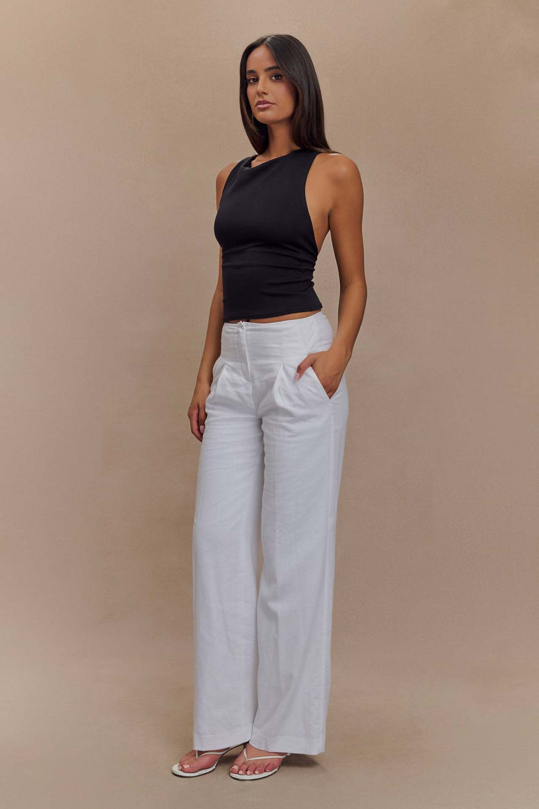 Black Sleeveless Back Panel Detail Top
