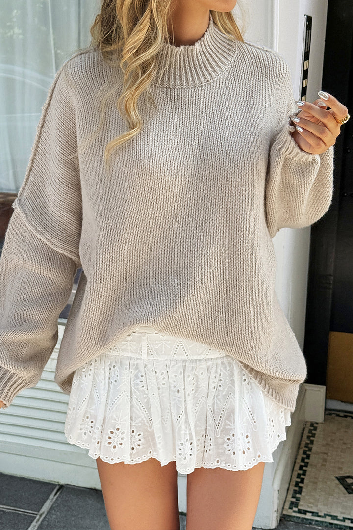 Tan Full Sleeve Mock Neck Sweater