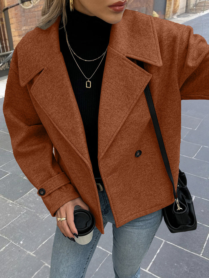 Rust Full Sleeve Stylized Collar Coat