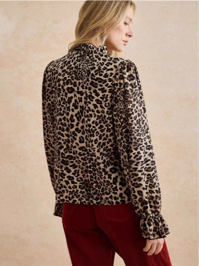 Multi Animal Printed Shirt With Cuffed Flutter Sleeves