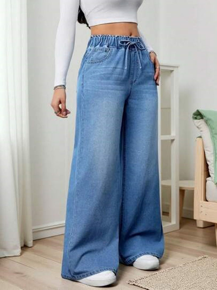 Light Blue High Waist Wide Leg Jeans