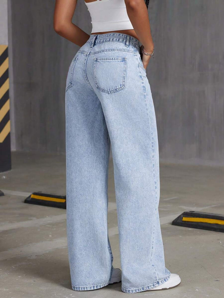 Light Blue High Waist Distressed Denim