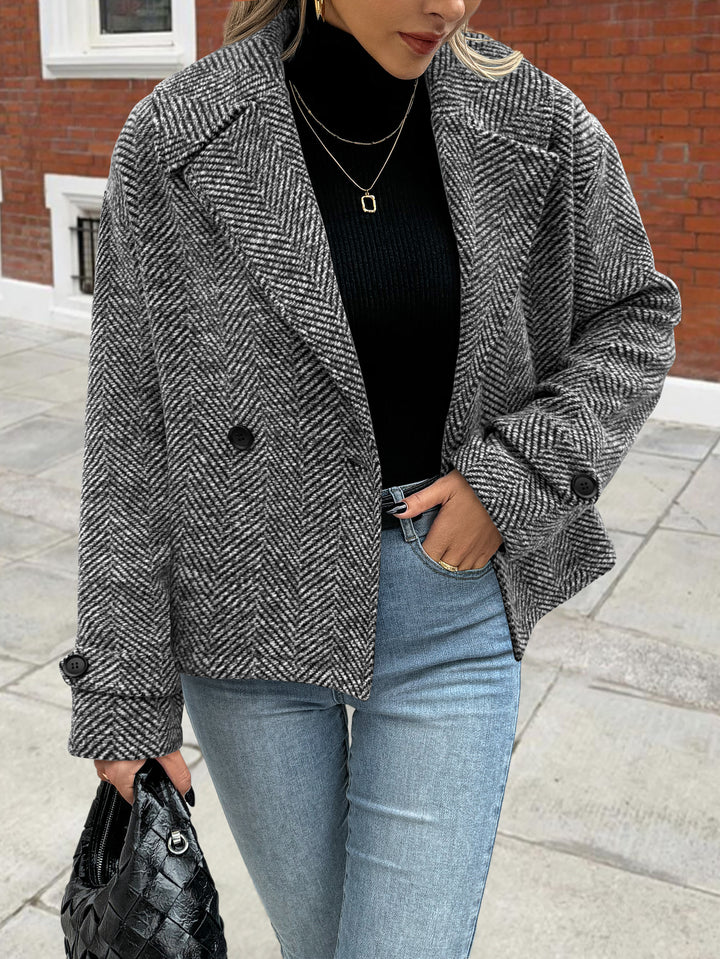 Grey Full Sleeve Stylized Collar Blazer