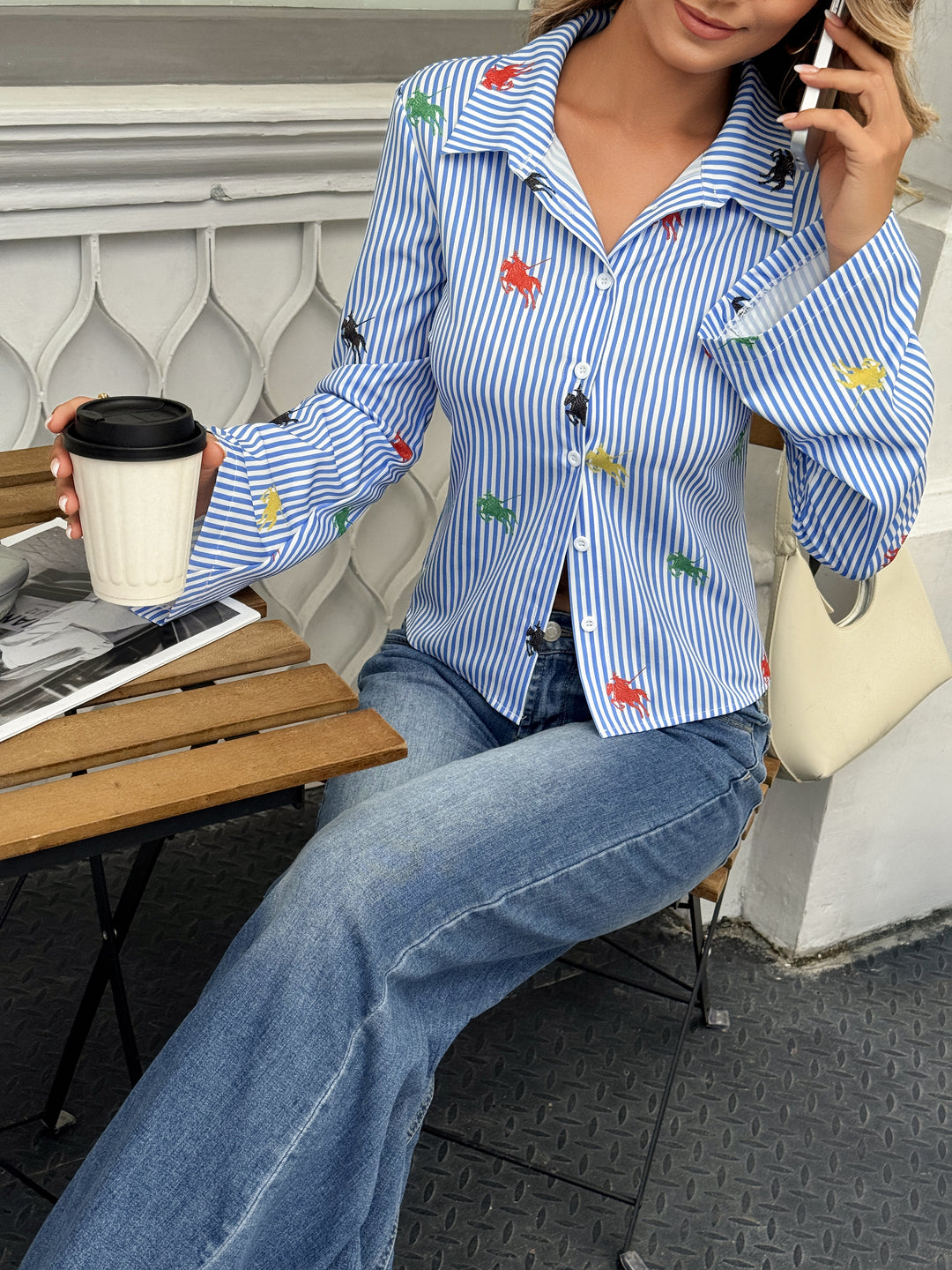 Blue Full Sleeves Striped Fitted Shirt