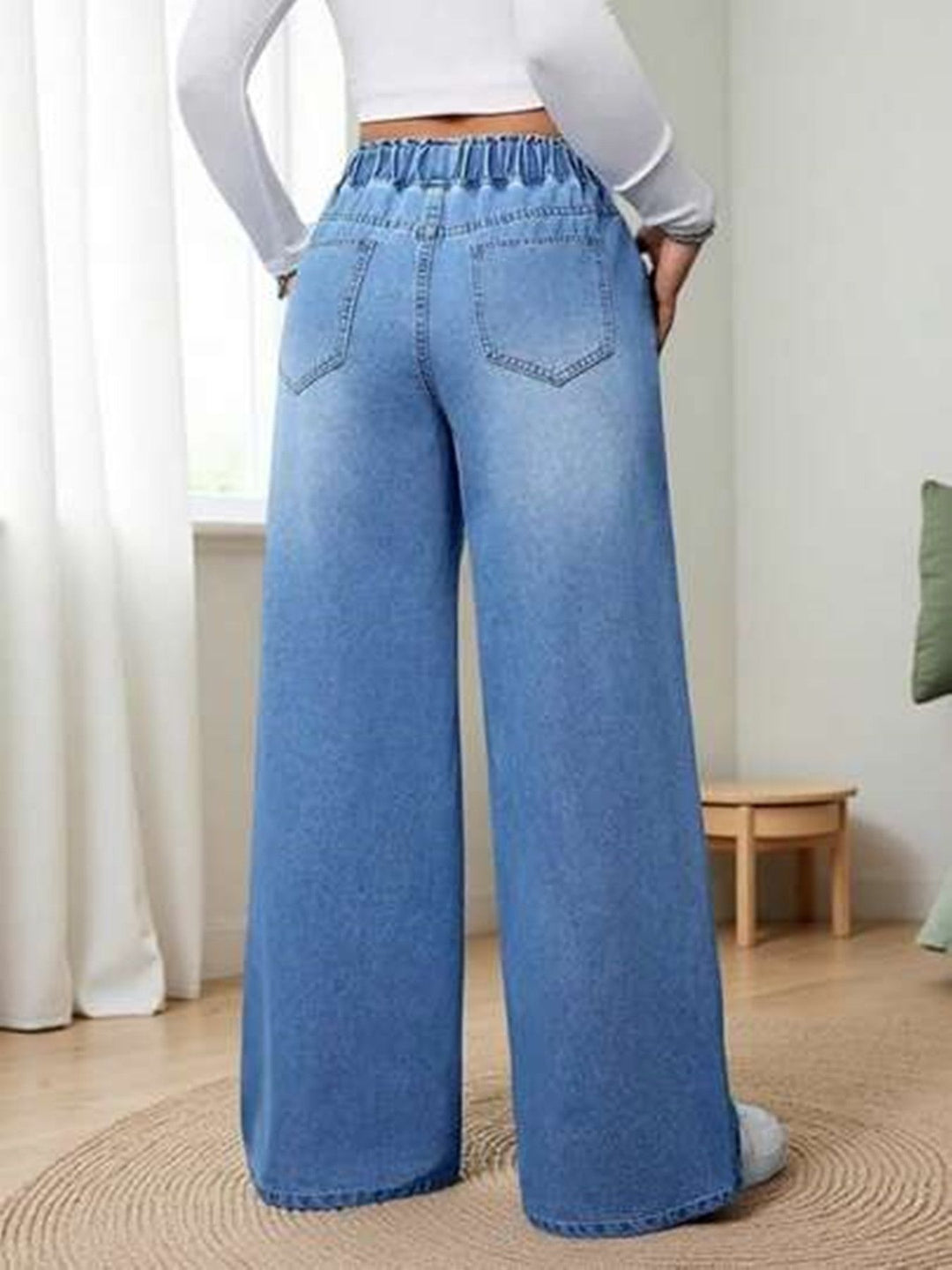 Light Blue High Waist Wide Leg Jeans