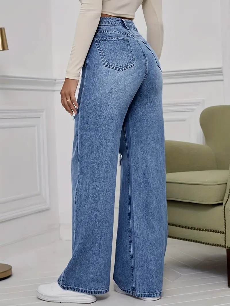 Light Blue High Waist Wide Leg Jeans
