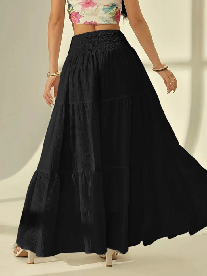 Black High Waist Tiered Skirt