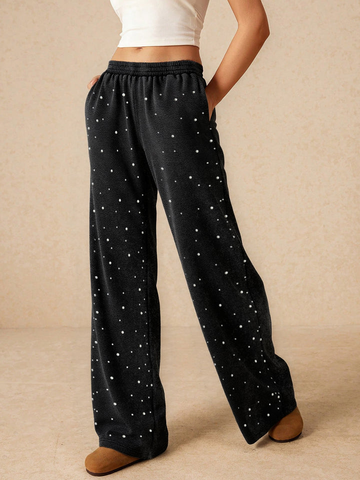Black Printed Wide Leg Trouser