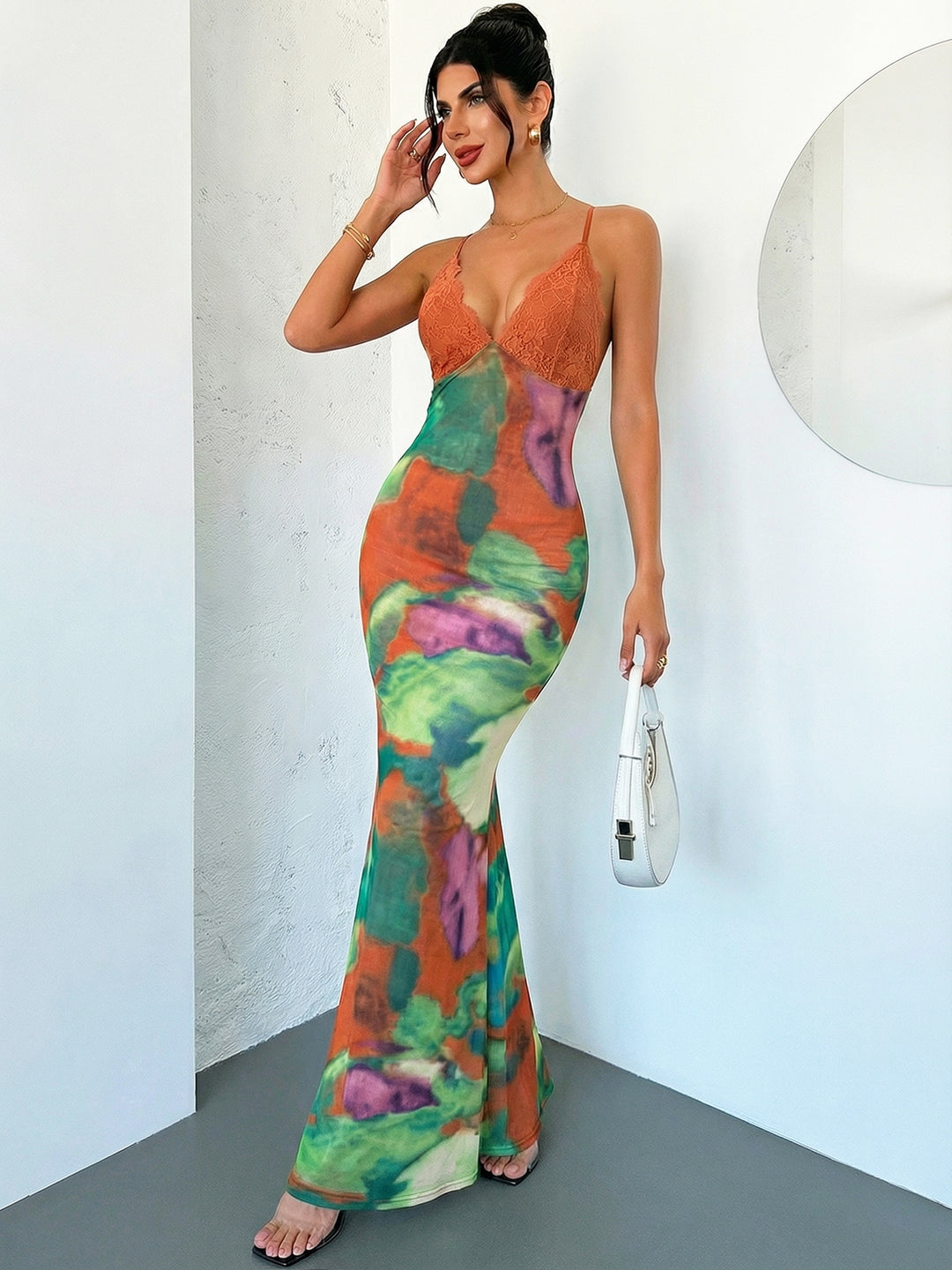 Multi Halter Neck Printed Dress