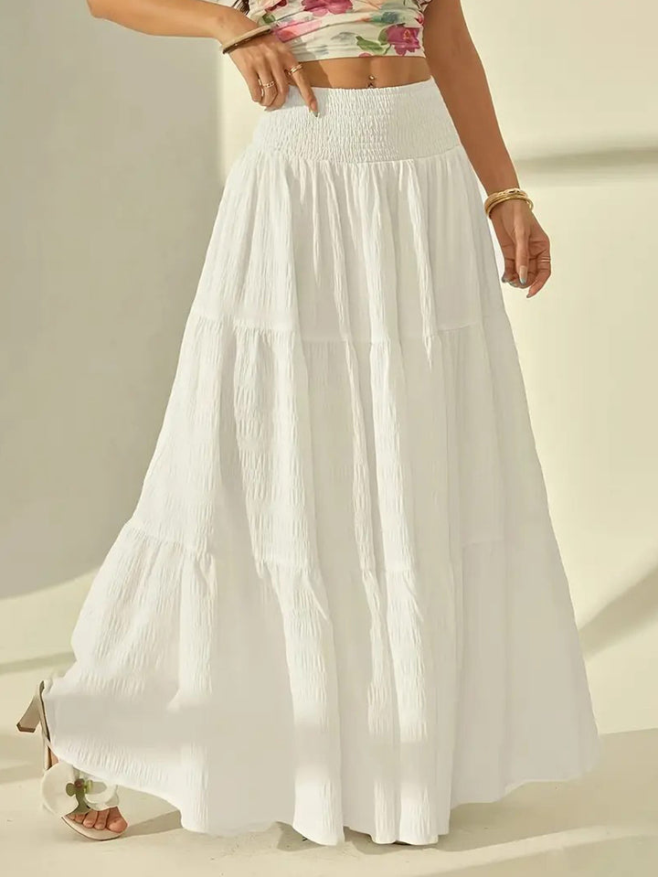White High Waist Tiered Skirt