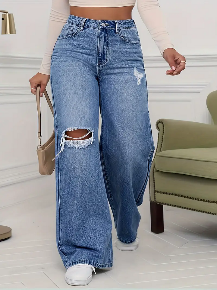 Light Blue High Waist Wide Leg Jeans