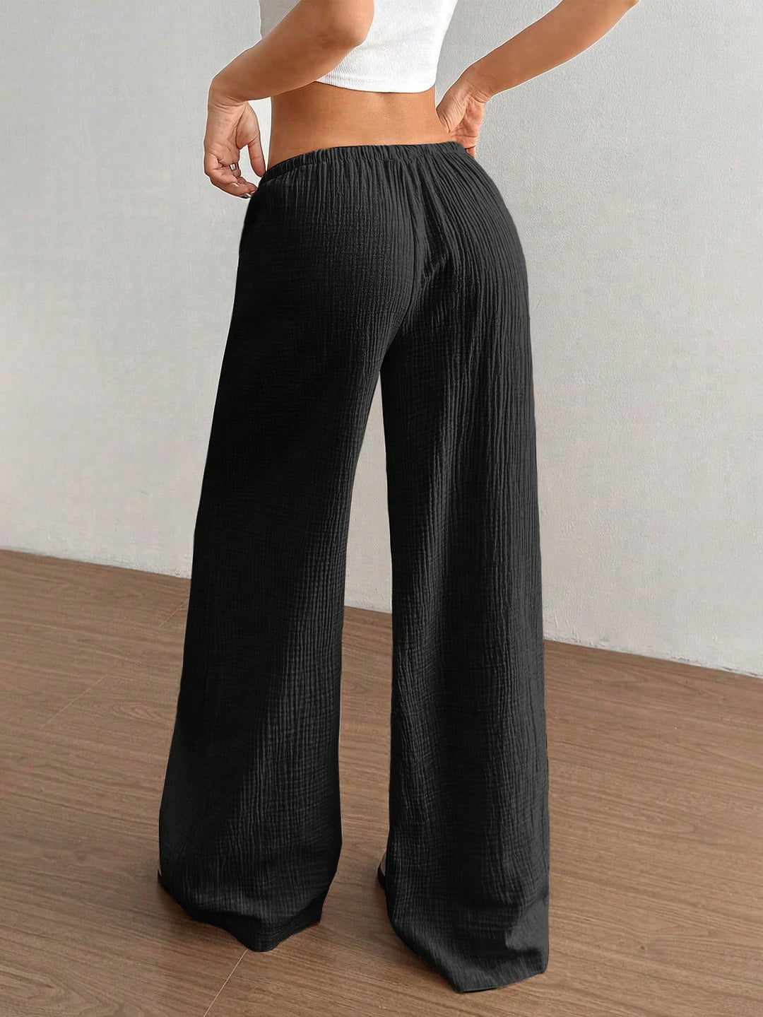 Black Low Waist Wide Leg Pant