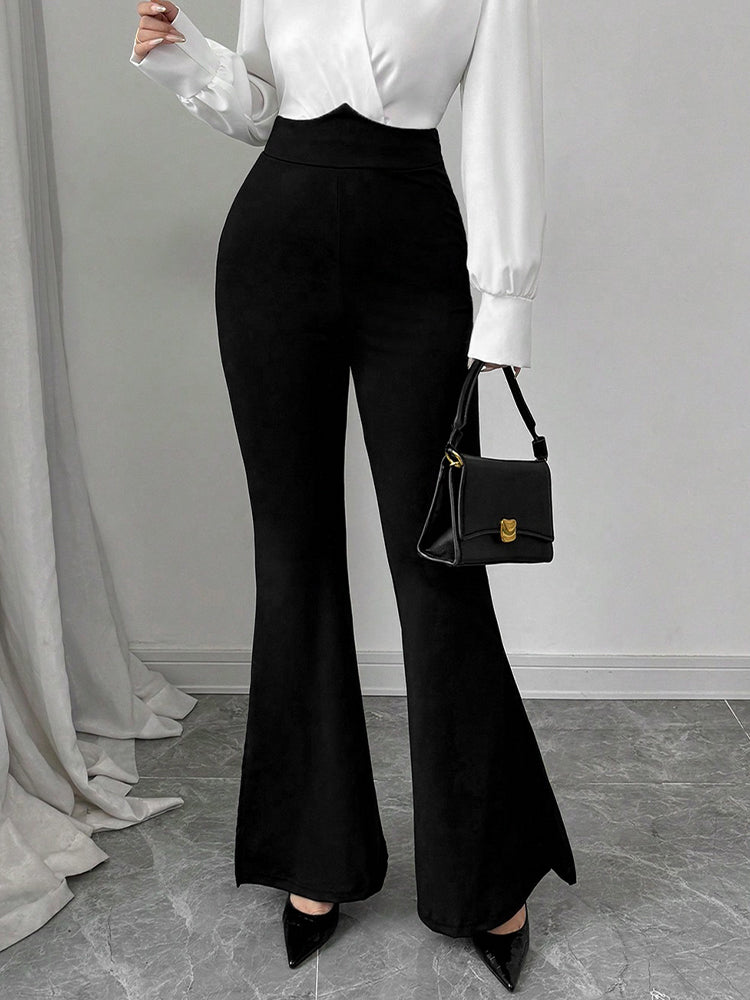 Black High Waist Bottom Flare Pant