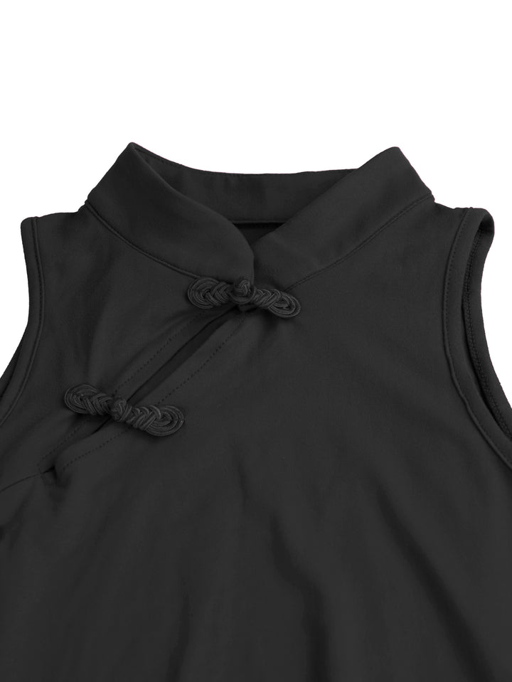 Black Sleeveless Neck Detail Dress