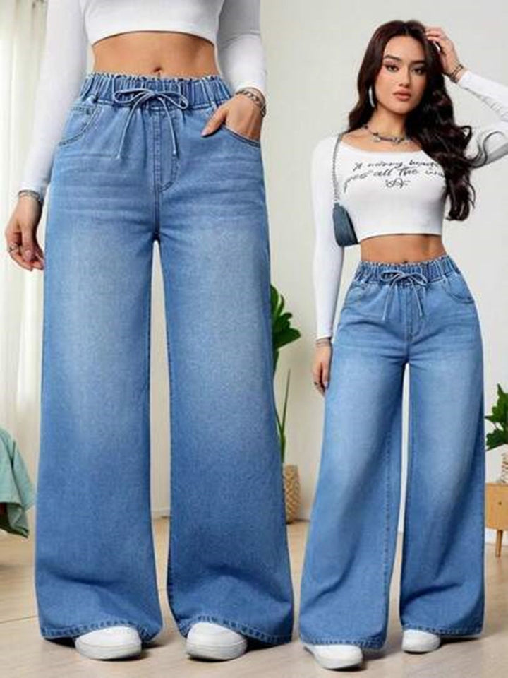 Light Blue High Waist Wide Leg Jeans