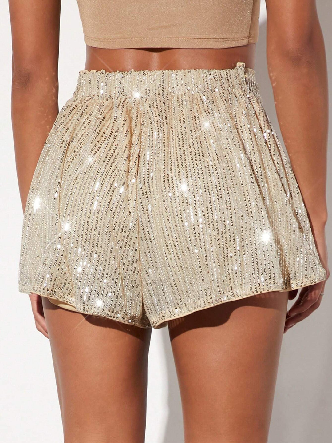 Gold High Waist Sequin Shorts