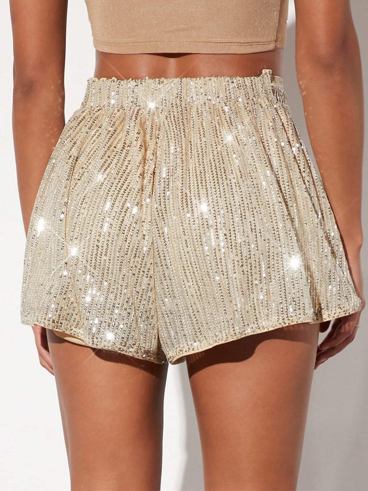 Gold High Waist Sequin Shorts