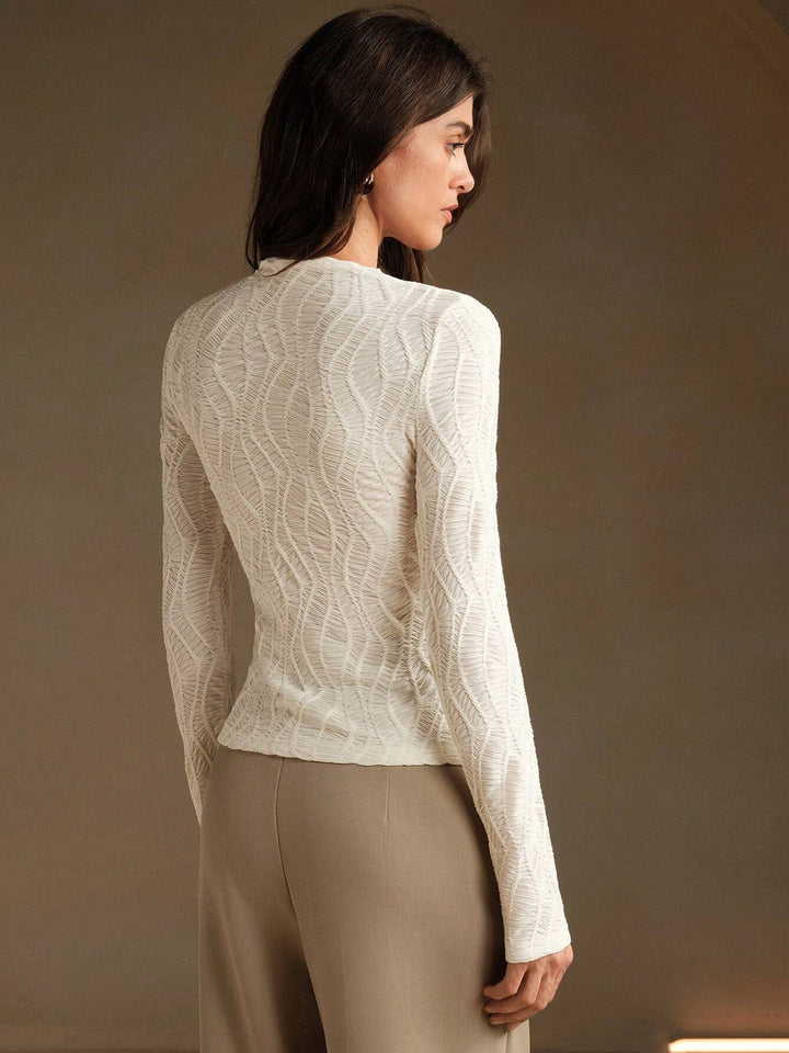 White One Shoulder Asymmetrical Neck Detail Top