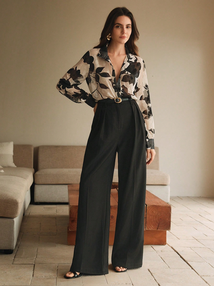 Off White Floral Textured Shirt
