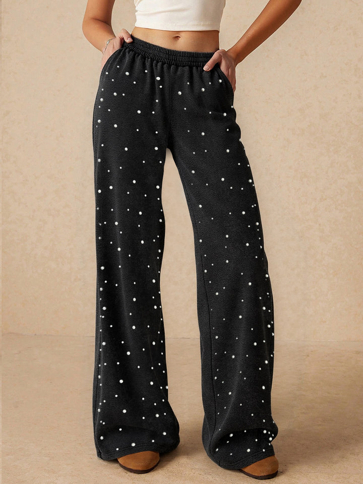 Black Printed Wide Leg Trouser