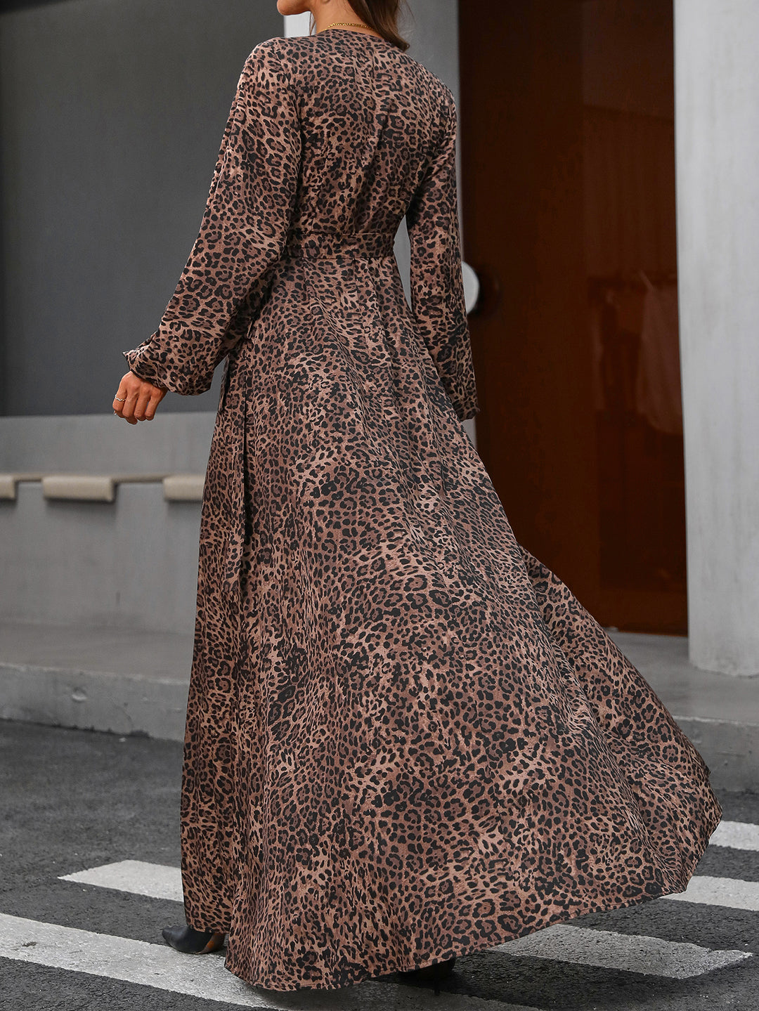 Multi Bishop Sleeve Wrap Slit Dress