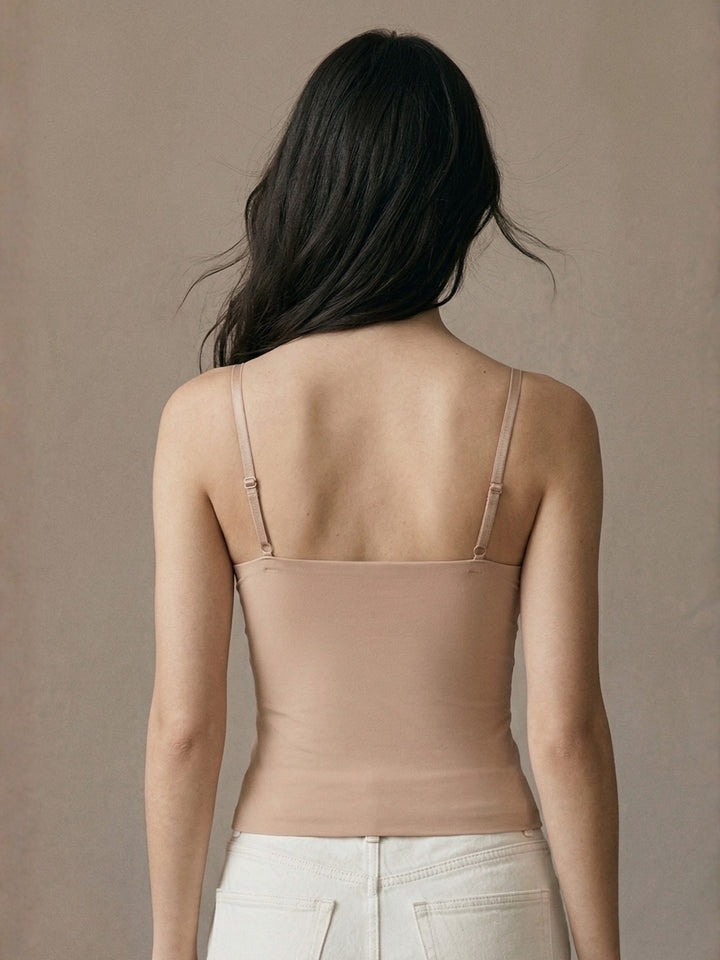 Khaki Spaghetti Strap Lace Top