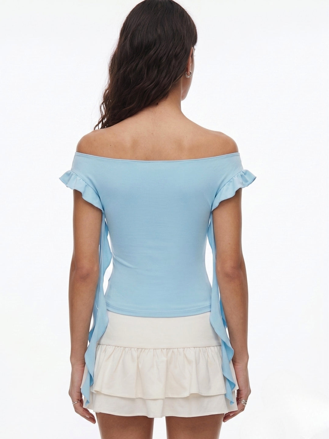 Aqua Ruffle Detail Top