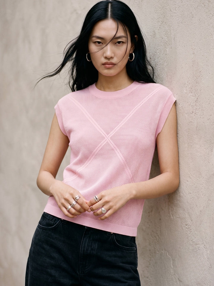Pink High Neck Extened Sleeved Top