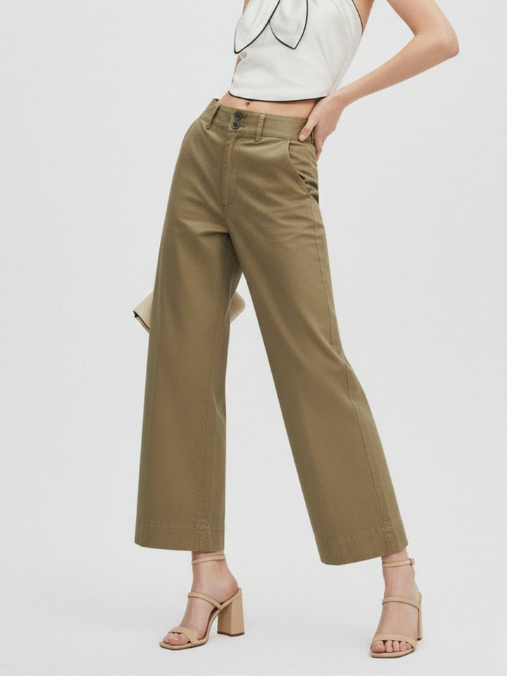 Brown Tapered Fit High-Rise