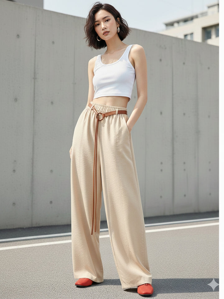 Beige High Waist Barrel Style Sweatpant