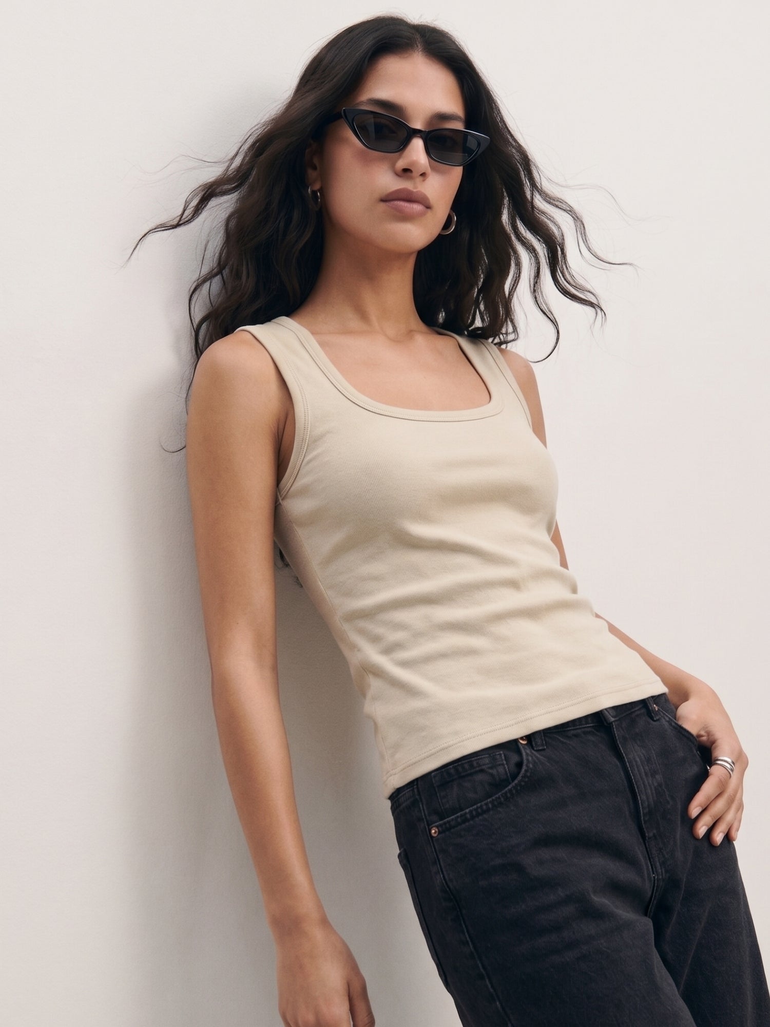 Charcoal Scoop Neck  Tank Top