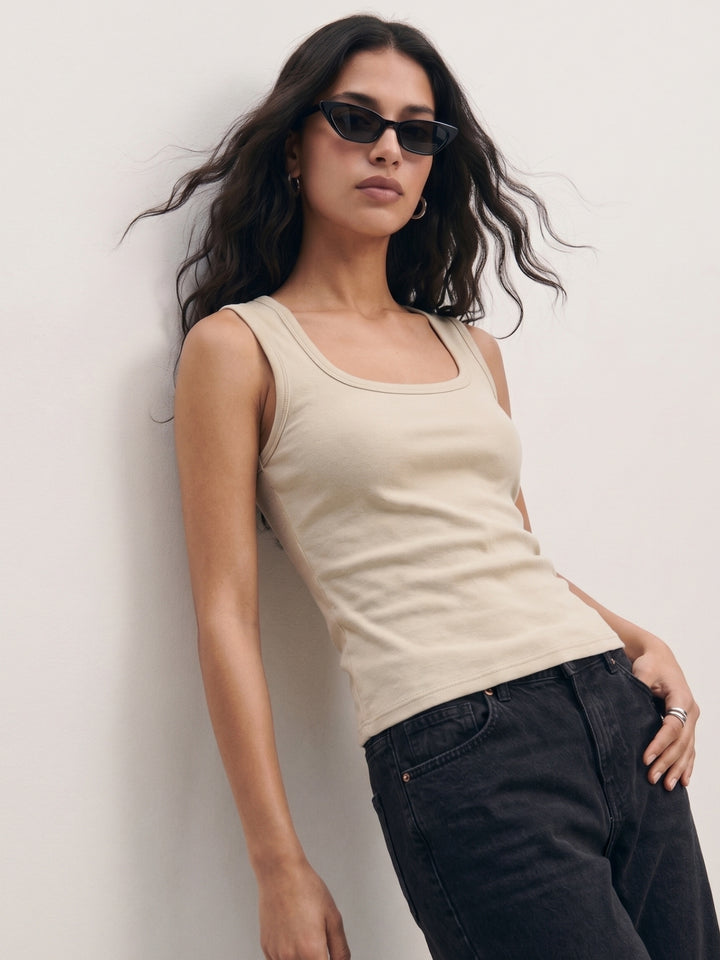 Charcoal Scoop Neck  Tank Top