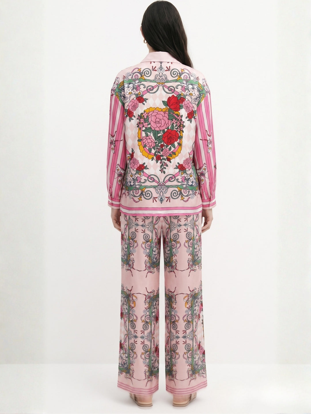 Pink Placement Printed Shirt And Pant Set