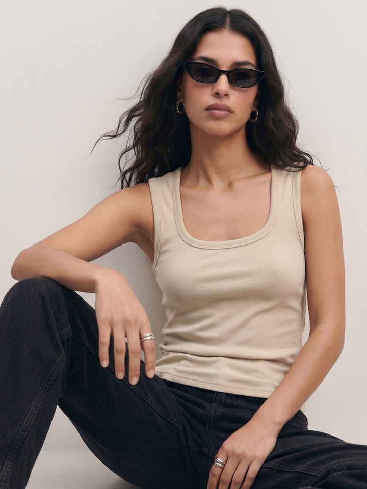 Charcoal Scoop Neck  Tank Top