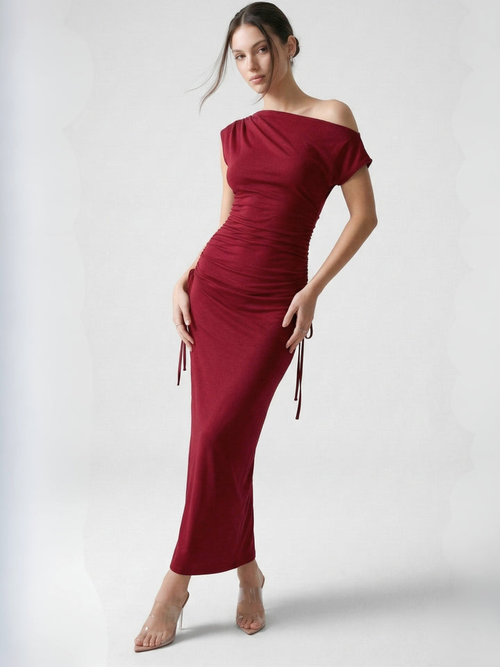 Red One Shoulder Fitted Dress